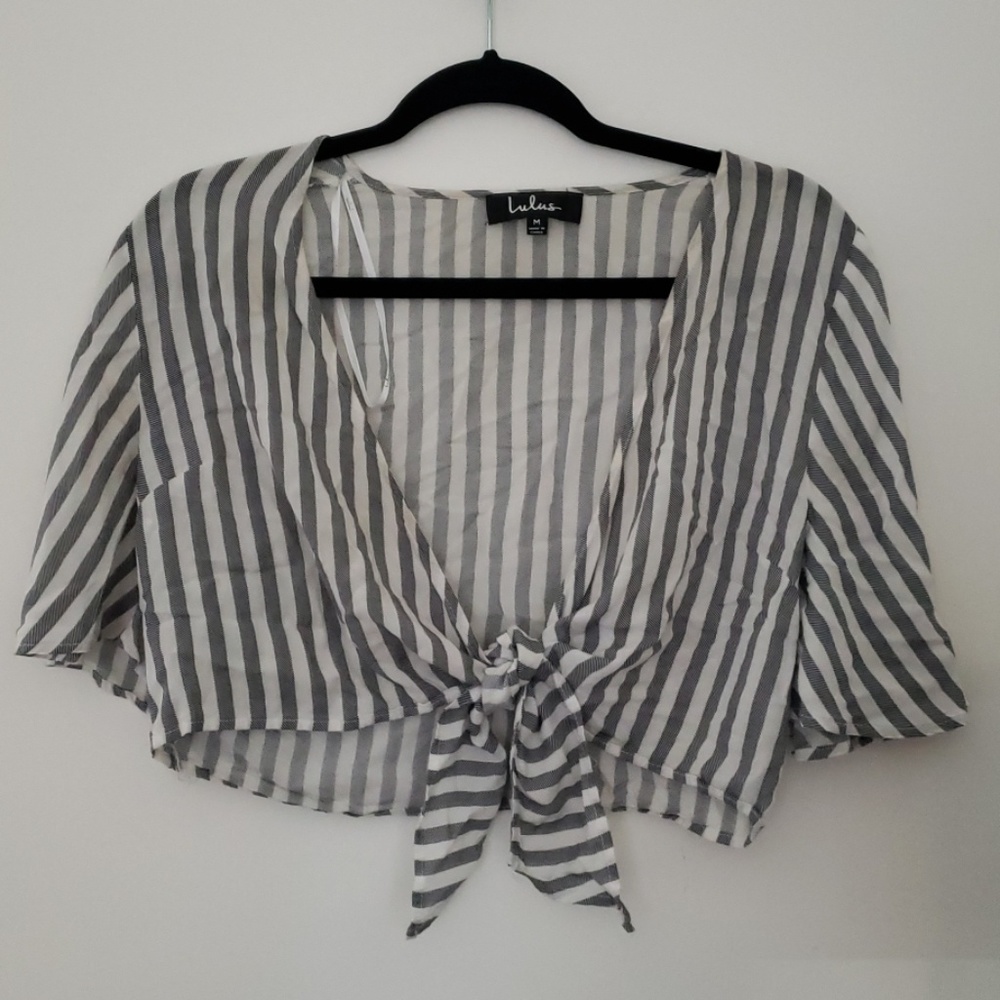 Striped Tie front blouse